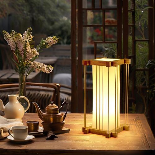 精选中式台灯客厅卧室床头灯禅意茶E室书房茶桌氛围灯复古装饰竹