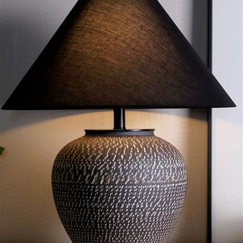 精选日式侘寂风陶k瓷台灯客厅卧室床头宋代美学新中式茶室民宿装