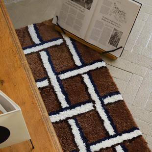 精选okay地毯客厅卧室t撞色方格床边毯沙发茶几加厚地垫房间地毯