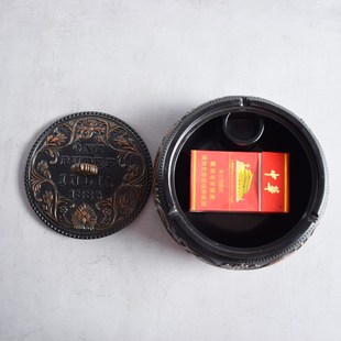 奢华带盖个性 优选创意烟灰缸h欧式 家用潮流客厅防飞灰中国风烟灰