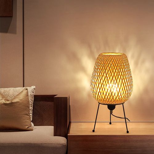 精选日式古风手工卧室床头灯竹艺灯E具茶室会所中式竹编装饰灯创