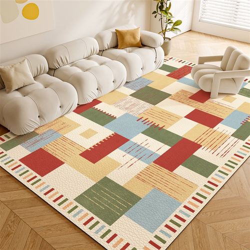 新品美式地毯客厅轻奢高级感防水防污可擦免洗PVC复Y古免打理卧室