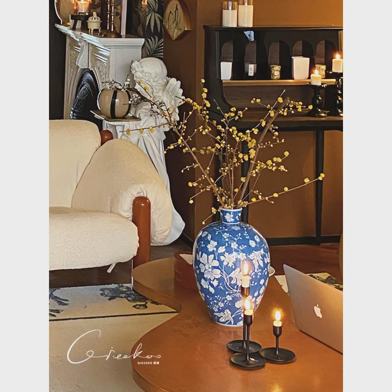 优选契阔家居 Serenity虞美人系列新中式青花瓷陶W瓷花瓶客厅玄关