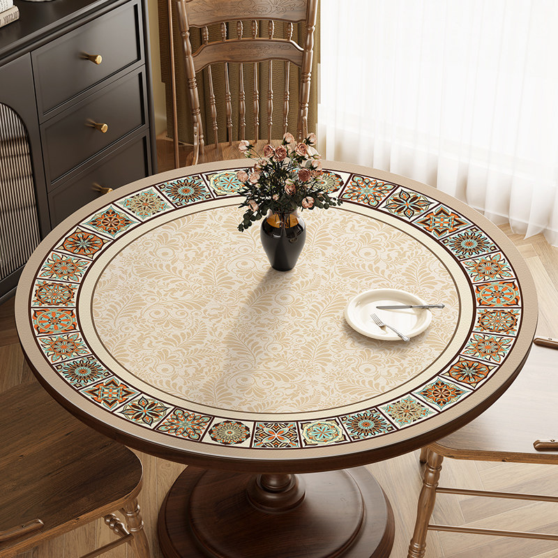 优选欧式圆桌e布免洗防油防水圆桌桌垫圆形茶几餐桌垫桌面皮革台