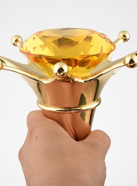 优选高档金银铜i奖杯定制创意刻字大号钻石皇冠金冠奖杯年度销售