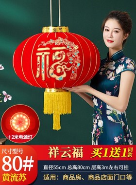 新款灯笼新款春节l过年别墅大门口灯笼红色福字高档户外灯防水防