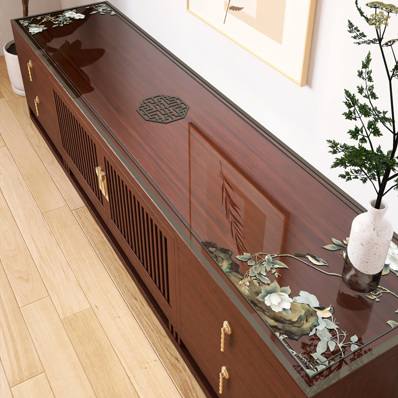 优选新中式PVC软l玻璃电视柜垫桌布防尘防滑餐桌茶几垫鞋柜台面专