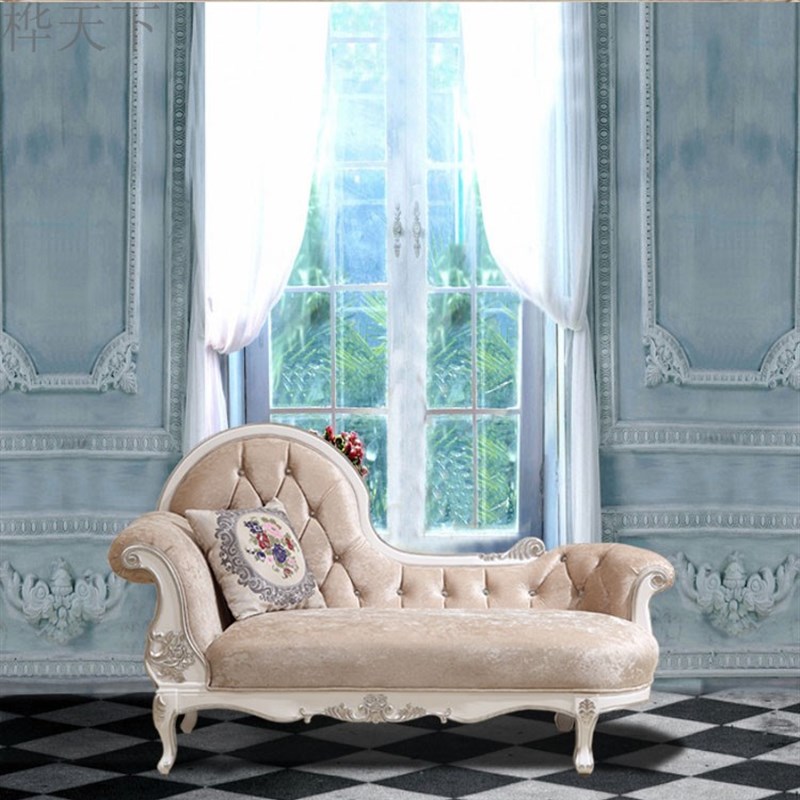 优选贵妃椅欧式新古典布艺贵妃沙发美式实木T简约贵妃榻后现
