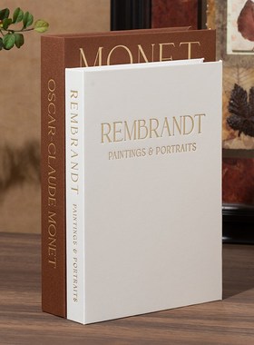 优选棉麻布烫g金工艺假书收纳套盒可打开磁吸装饰书盒电视柜仿真