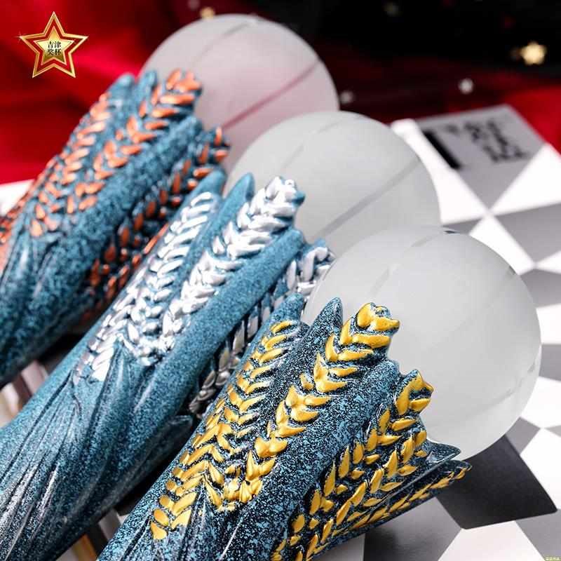 优选运动树脂奖杯定制公司学校运动会冠军颁i奖篮球足Z球比赛金银