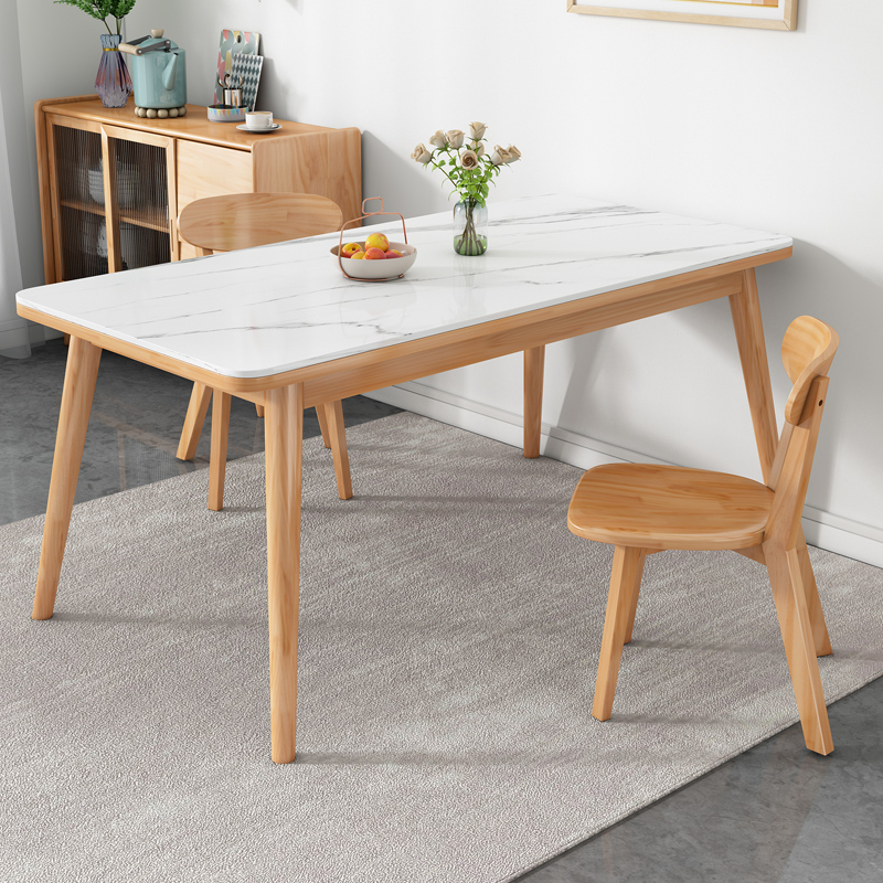优选岩板餐桌小户型家用r轻奢现代简约桌椅组合新款长方形实木饭