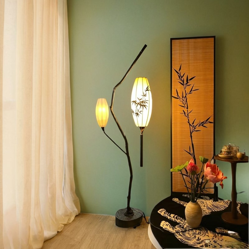 优选搭配树枝落地灯新p中式钓灯侘寂复古风禅意L书房氛围灯干枝枯