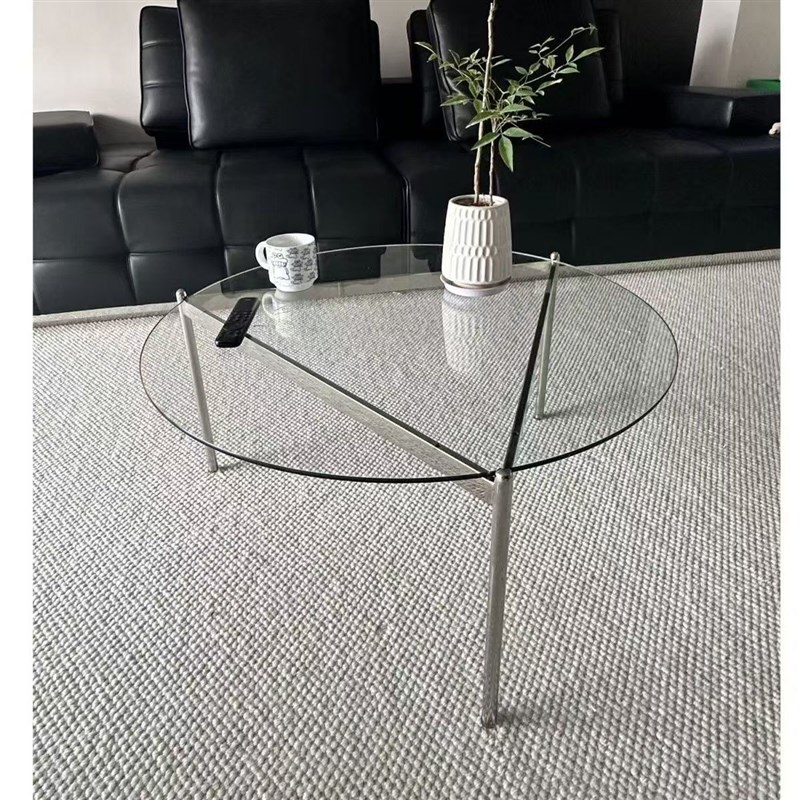 优选北欧ins客厅钢化玻璃茶几简约现代P小户型圆形家用轻奢