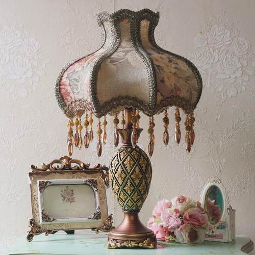 优选美式乡村欧式宫廷复古t 田园气息 蕾丝台灯 床头灯 房间灯 台