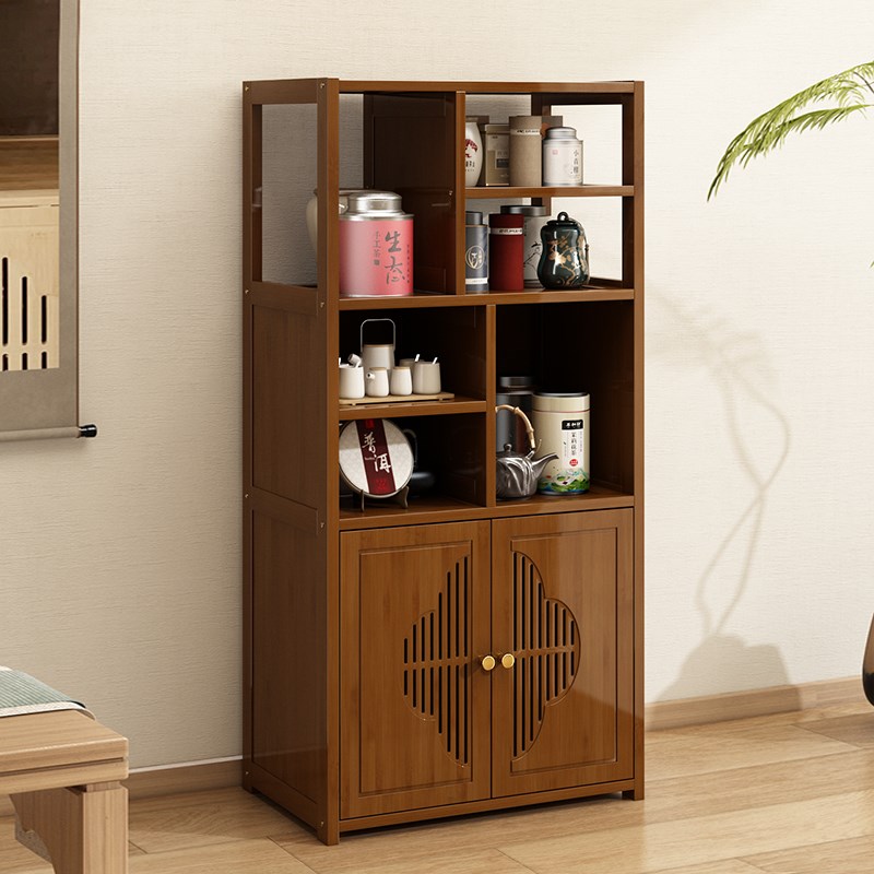 优选新中式茶柜茶架展示架博古架置物架实木茶室R茶饼茶具茶叶收