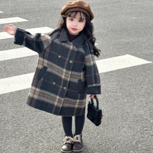 小喜自制100羊毛小个子女童男童装双面呢羊绒大衣格子外套加厚