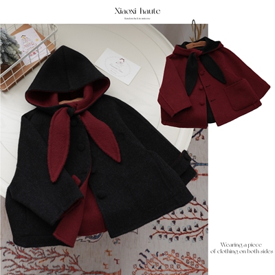 送内胆双面羊毛手工女童大衣