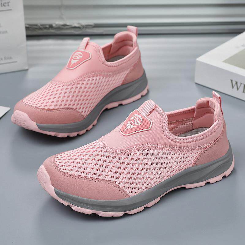 正货夏季妈妈鞋休闲薄款网面网眼透气女鞋一脚蹬舒适减震中老年健