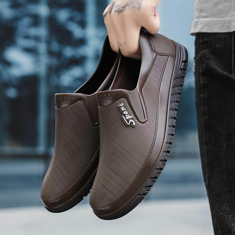 正货厨师鞋男款防水防滑防油厨房工作劳保雨鞋男士一脚蹬运动钓鱼