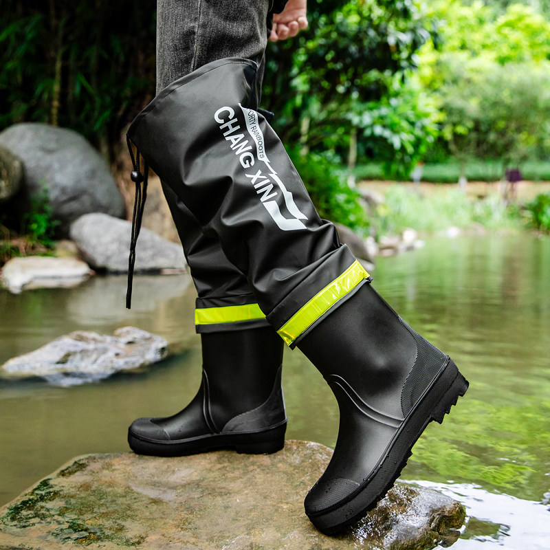 速发过膝水鞋男雨靴高筒防滑钓鱼鞋靴子牛筋底胶鞋套鞋雨靴长筒下