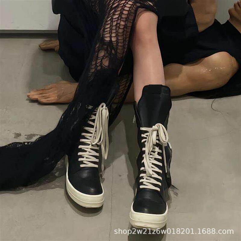 正货男士朋克厚底靴暗黑先锋骑士靴男拉链钱包高帮鞋摇滚风工装