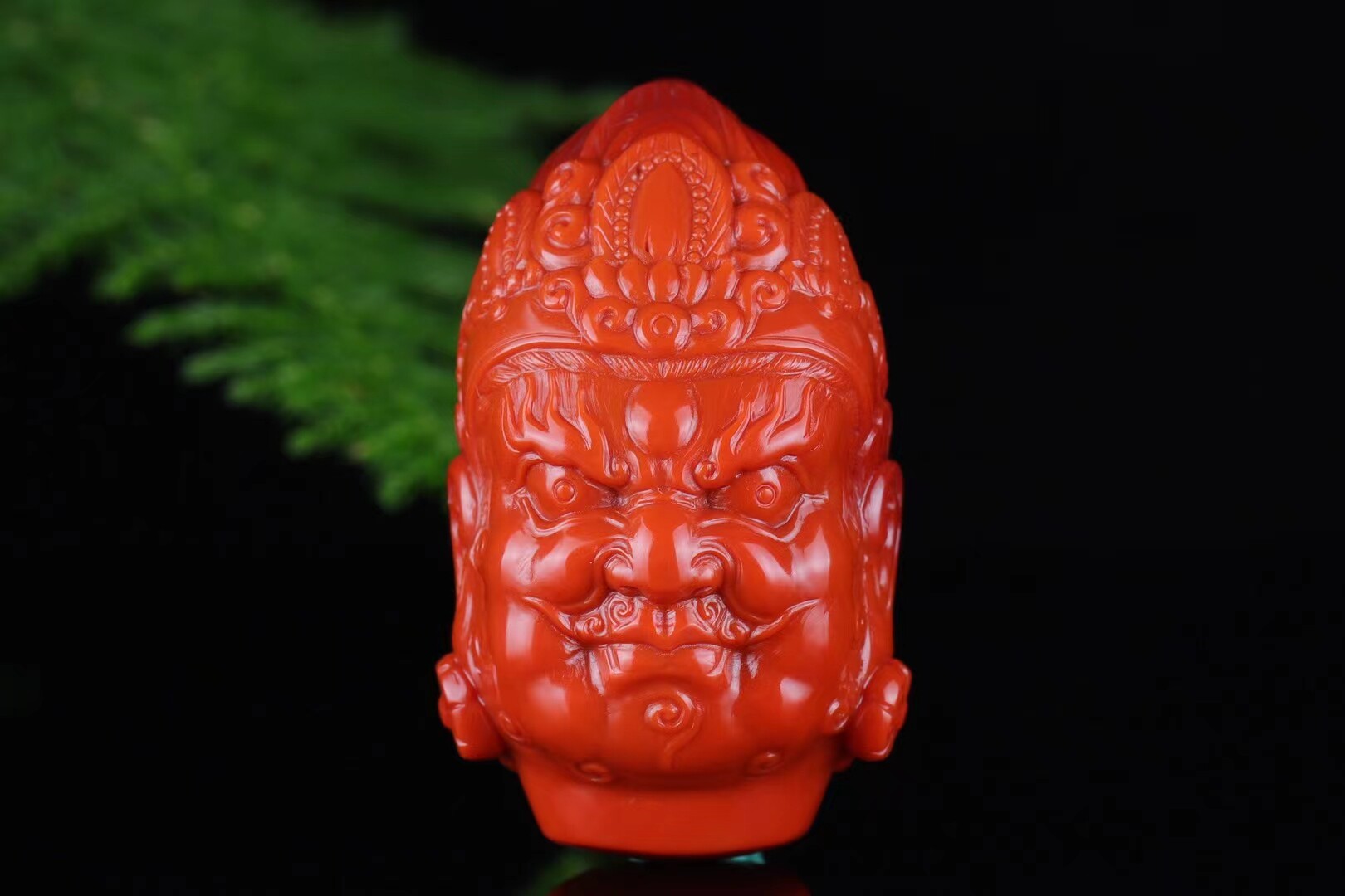 南红玛瑙纯色柿子红苏工吊坠观音颈饰