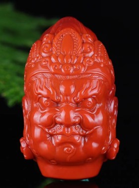 南红玛瑙纯色柿子红苏工吊坠观音头大日如来菩萨弥勒吊坠雕件男女