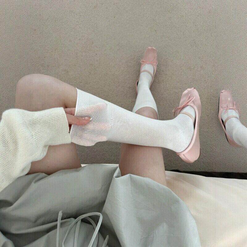 立体麻花白色jk袜子女中筒春夏新款韩版百搭学院风小腿袜甜美ins