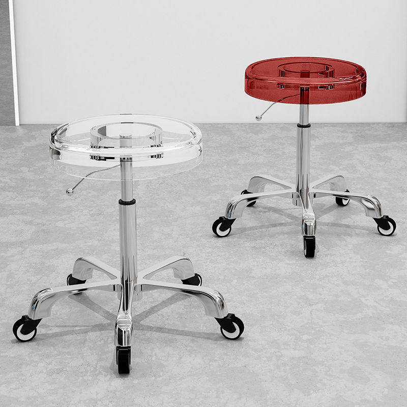 2025美容美发大工凳滑轮升降旋转家用亚克力凳子美容院理发店剪发