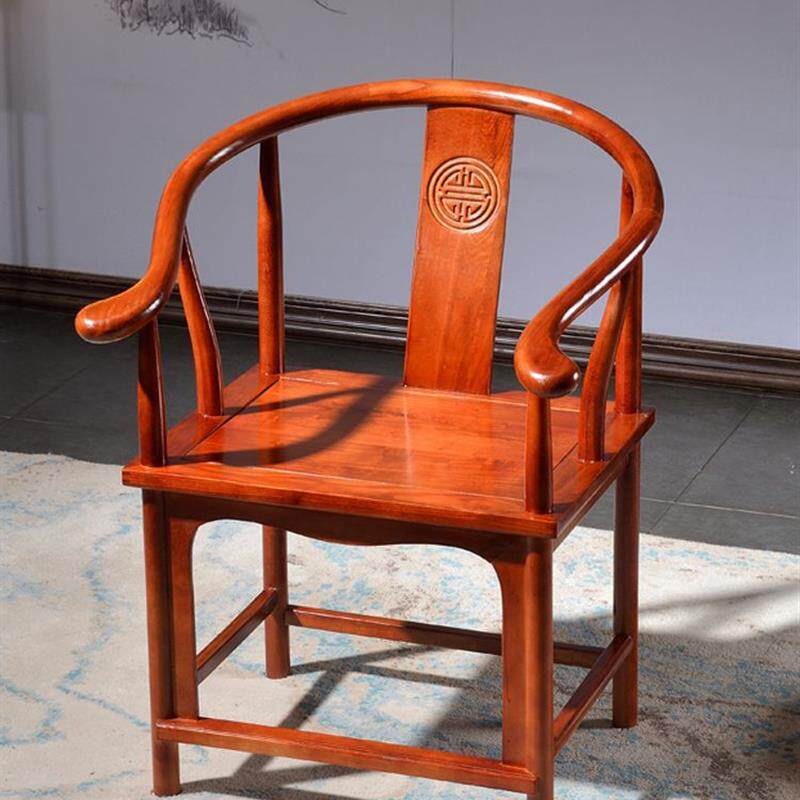 新2023实木圈椅月牙椅子牛角椅餐椅半圆椅新中式茶椅靠背椅家用饭
