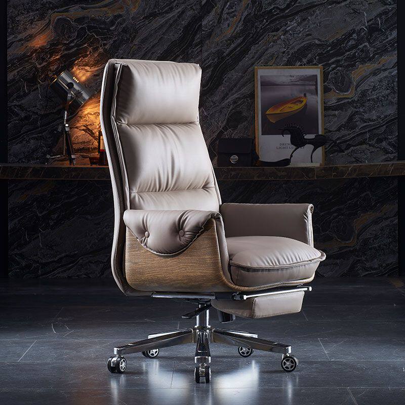 2025真皮老板椅可躺办公座椅书桌椅办公桌电脑椅家用舒适久坐书房