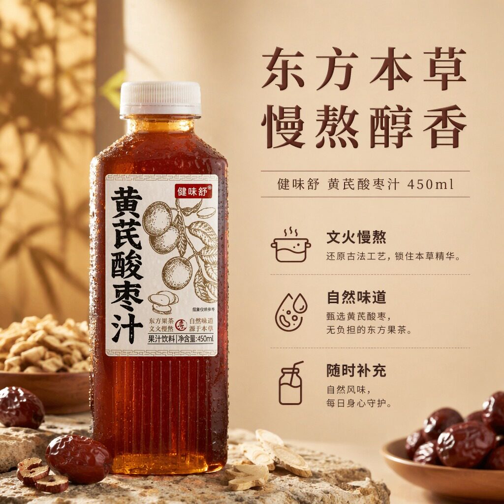 健味舒黄芪酸枣汁真实添加450ml