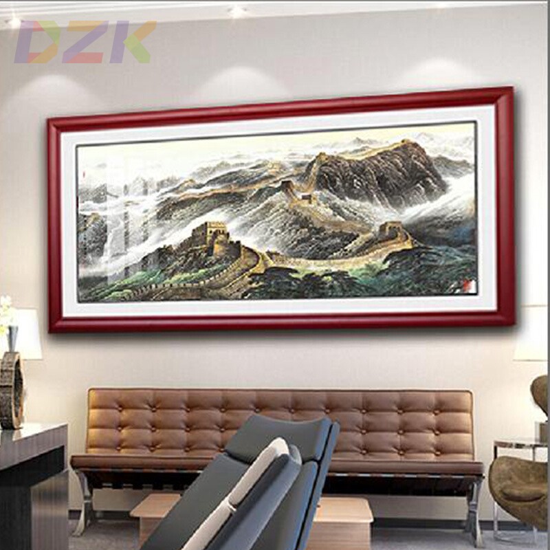 万里长城图国画山水画有山无水靠山图客厅风水办公室挂画壁画e2