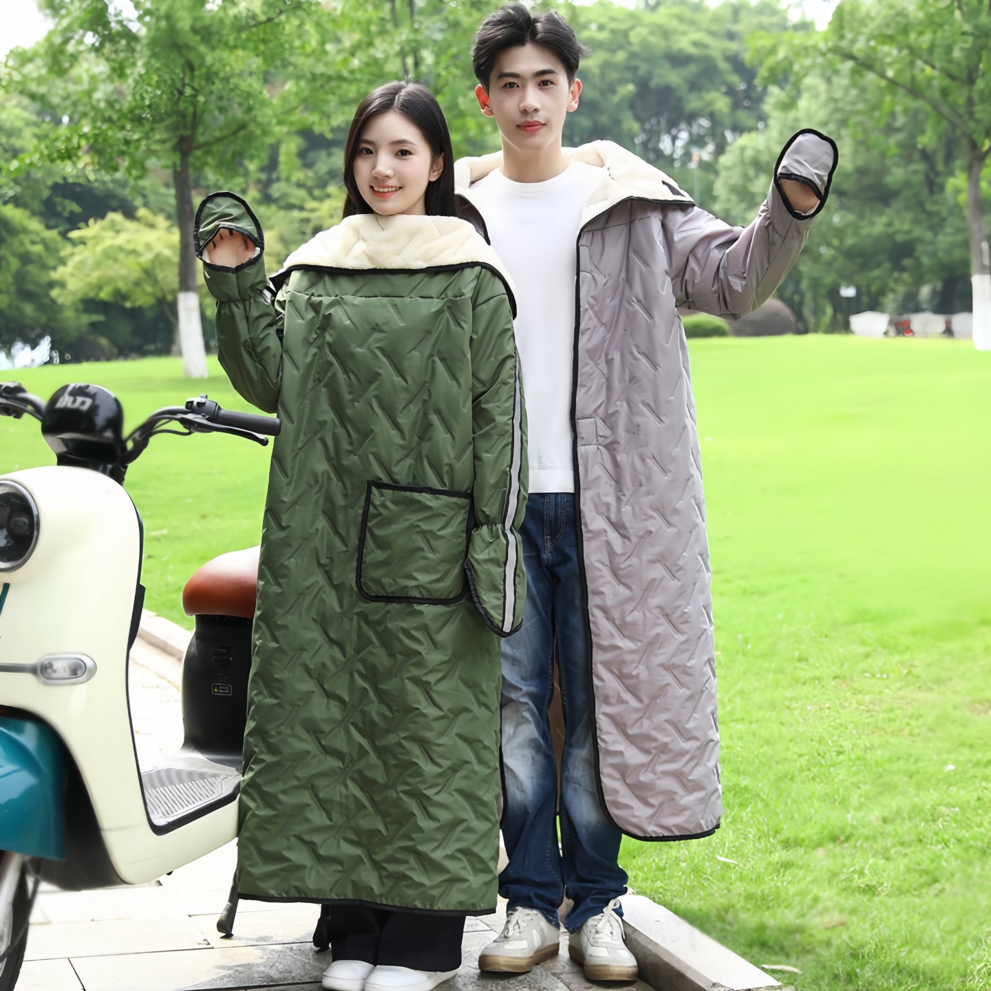 电动车加厚挡风衣新品骑行防寒服