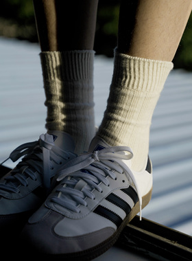 EKVILIBRO春夏季薄款无骨缝头 日杂风纯棉长筒粗针粗线情侣堆堆袜