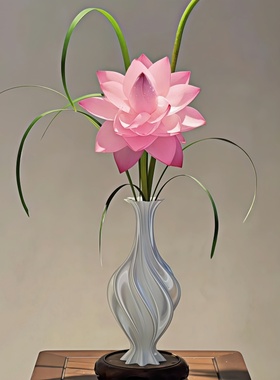 高级感花瓶白色摆件轻奢插花复古客厅中古创意设计感小众器3D打印