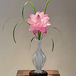 高级感花瓶白色摆件轻奢插花复古客厅中古创意设计感小众器3D打印