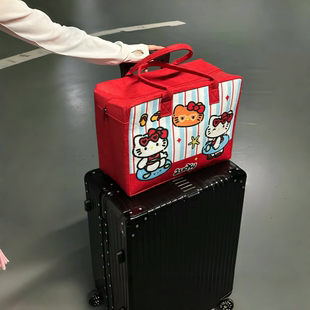 哈喽kitty包包毛毡旅行袋女行李手提出差轻便大容量行李箱附加包