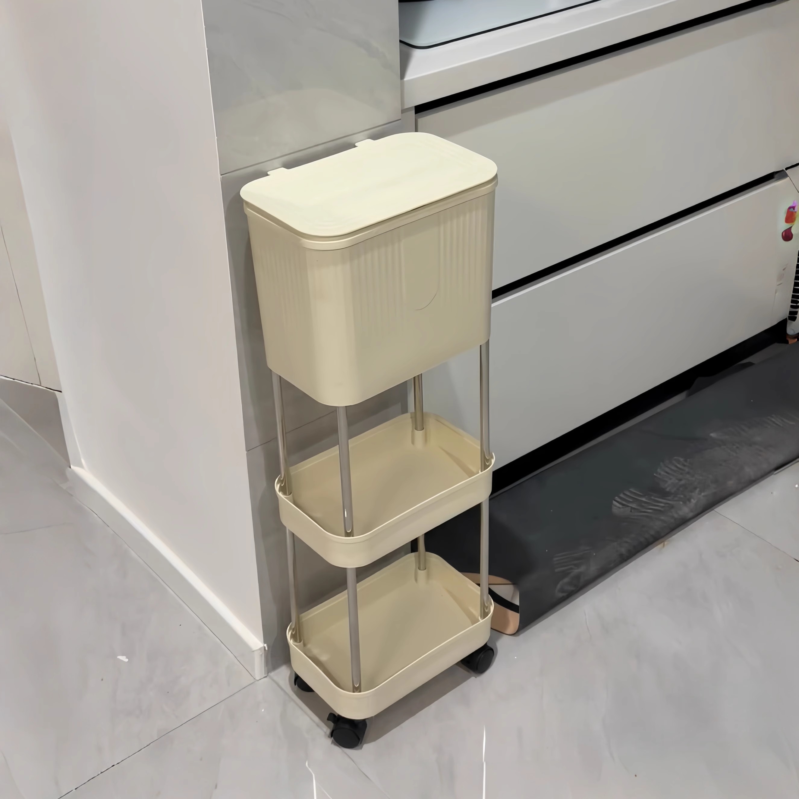 厨房垃圾桶家用新款加高可移动轮免弯腰专用高脚大号大容量卫生桶