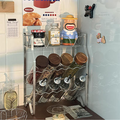 不锈钢厨房调料置物架免安装台面多功能油盐酱醋瓶罐调料收纳架子