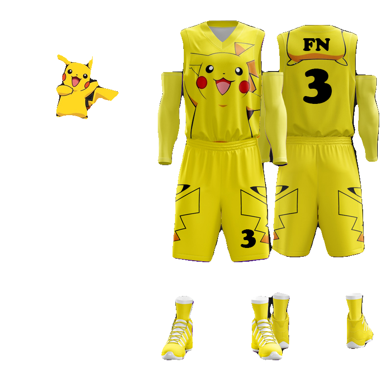 皮卡丘球衣定制 篮球服套装男叮当猫学生球服队服哆啦A梦水印印刷