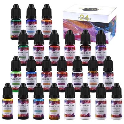 24 Colors/Set 10ML Epoxy Resin Pigment Kit Art Ink Alcohol L