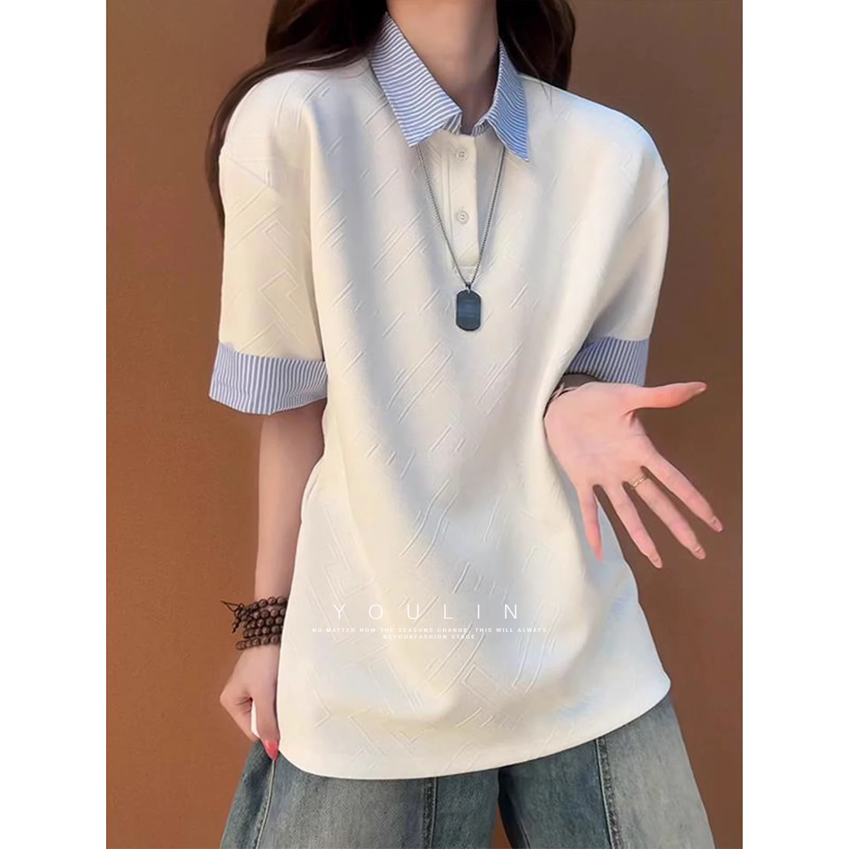 假两件衬衫领短袖polo衫男款夏图片