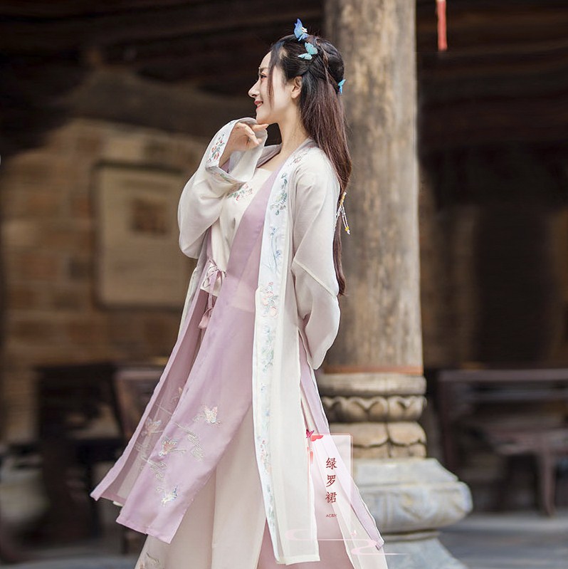 【绿罗】春夏传统汉服女装刺绣花双层褙子宋裤套装非古装粉在类目 女装/女士精品, 唐装/民族服装/舞台服装, 民族服装/舞台装中 - 来自Buy2taobao.com提供专业的淘宝代购服务