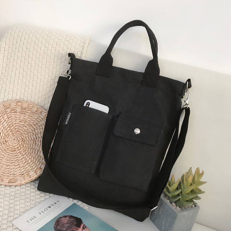 斜挎包加厚耐磨帆布包手提袋新品少女单肩包纯色新款钥匙袋日系