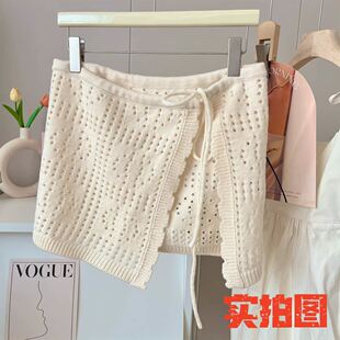 半身裙冬高级感扣针织屁帘女叠穿氛围子多用层次秋冬季系扣麻花