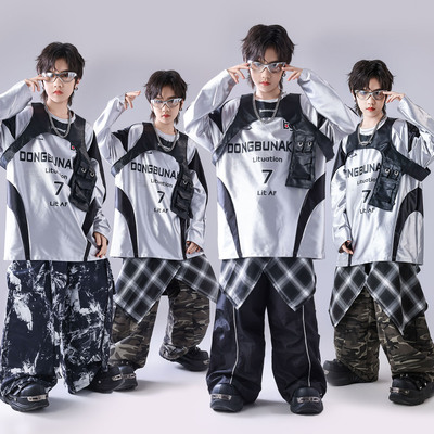 银色街舞儿童潮服hiphop男童