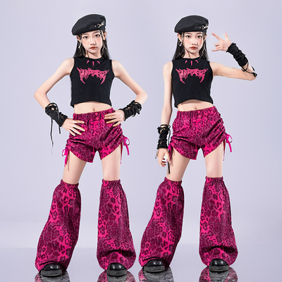 女童爵士舞蹈服装女孩嘻哈街舞潮服少儿架子鼓演出服模特T台走秀