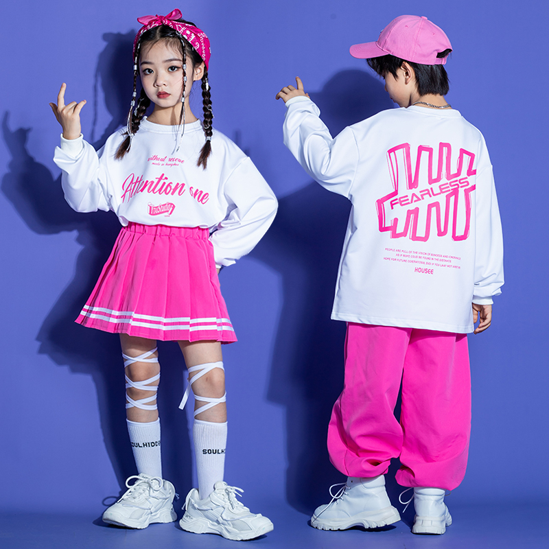 小学生运动会服装女童爵士舞蹈啦啦队演出服儿童嘻哈街舞潮服长袖