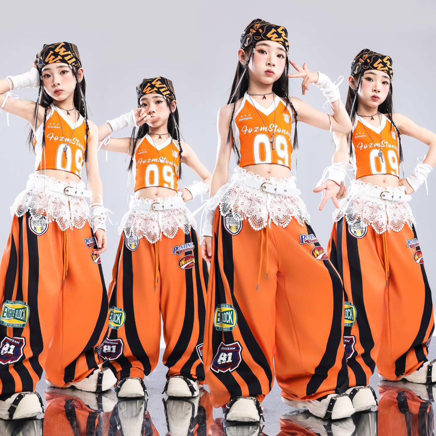 少儿爵士舞服装女童多巴胺背心时髦套装女孩jazz走秀街舞表演服装图片